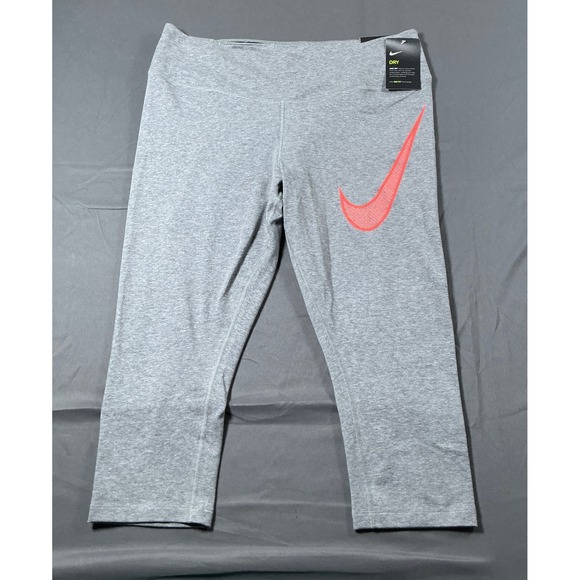 Nike Pants - Nike Dri-FIT Gray Orange Swoosh Cropped Leggings Womens XL New With Tags